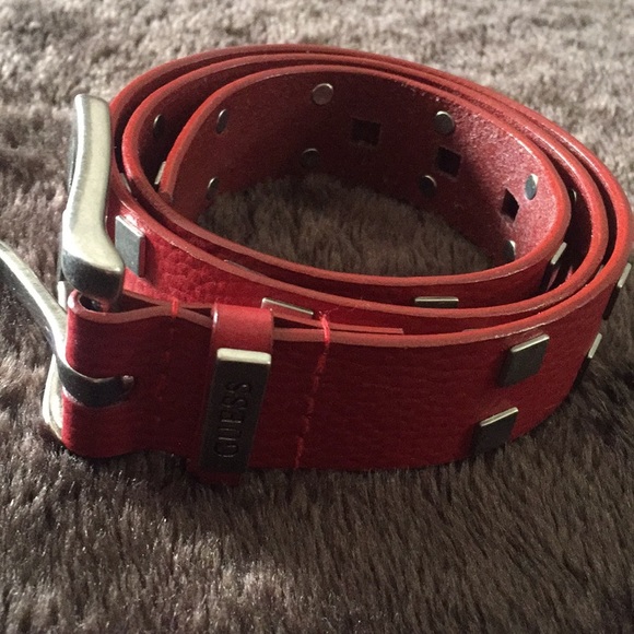 Guess Red Leather Belt 36" - Picture 1 of 3